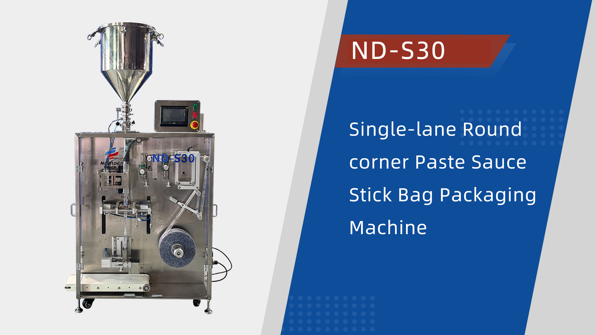 ND-S30 Single-lane Round corner Paste Sauce Stick Bag Packaging Machine Video cover