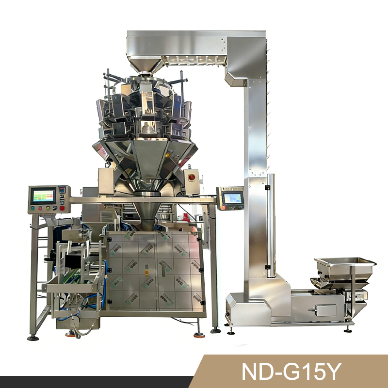 Granule filling nozzle on a pre-made bag packaging machine system